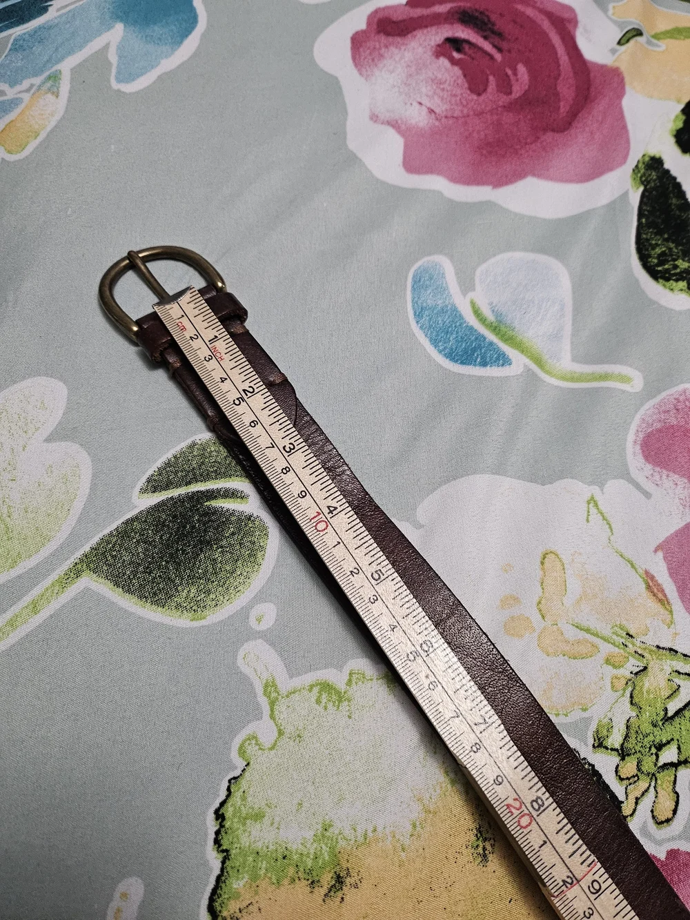 abercrombie Brown Leather Belt with Floral Stud Accent